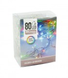 Noname Karácsonyi 80 LEDes fényfüzér színes beltéri elemes 8,3m AXS000780 - Karácsonyi LEDes fényfüzér...