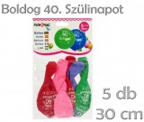 Noname Lufi 40. Boldog Szülinapot színes 5db 30cm 21047