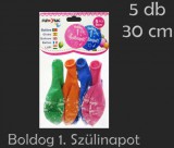 Noname Lufi Boldog 1. Szülinapot színes 5db 30cm 21026