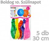 Noname Lufi Boldog 10. Szülinapot színes 5db 30cm 21035