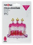 Noname Lufi fólia Birthday Girl torta rózsaszín 70cm 637833