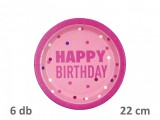 Noname Papírtányér Happy Birthday rózsaszín 6db 22cm 615169