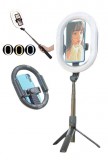 Noname Selfie Fehér körfény, körlámpa 23x16 cm 1db Selfie bot + Telefon tartóval távirányítóval, állvánn...
