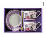 Noname Teás csésze szett levendulás 2+2+2db díszdobozban 4féle 04782