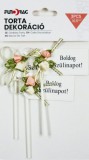 Noname Tortadísz Boldog Szülinapot zászlós virágos 3db 10,5cm 627599