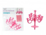 Noname Tortagyertya-tartó csillár rózsaszín 9db 6cm-es gyertyával 625298
