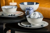 Nora's Design BLACK & BLUE 9 RÉSZES MODERN DESIGN PORCELÁN ÉTKÉSZLET 2 SZEMÉLYRE