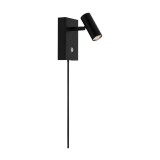 NORDLUX Omari fali lámpa, érintőkapcsolóval, állítható lámpafejjel, fekete, beépített LED, 3cm átmérő, 2112231003