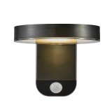 NORDLUX Rica Round kültéri fali lámpa, fekete, 3000K melegfehér, SOLAR LED, max. 5W, fényforrással, 480 lm, 15cm átmérő, 2118141003