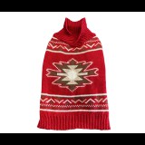 Norvég mintás kötött kutyapulcsi, piros, S-es