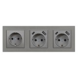 Nova III dugalj kettő USB csatlakozóval szürke szálcsiszolt kerettel