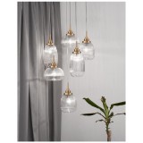 Nova Luce MOND több ágú függeszték, üveg, E14 foglalattal, max. 6x5W, 9731215