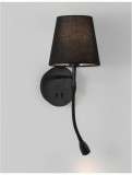 Nova Luce NIA fali lámpa, olvasókarral, fekete, E14 foglalattal, max. 31x5W, 180 lm, 9182372