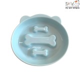Nunbell Csont mintájú kerámia evéslassító kutyatál - Halványkék