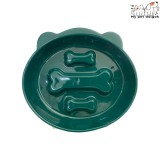 Nunbell Csont mintájú kerámia evéslassító kutyatál - Smaragdzöld