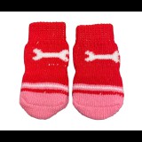 Nunbell Csontocskás piros kutyazokni, csúszásgátló talppal, L-es