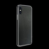 NXE műanyag telefonvédő (valódi bőr hátlap) FEKETE [Apple iPhone XS Max 6.5] (5996457825790)
