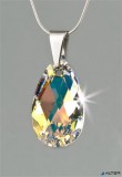Nyaklánc, esőcsepp formájú, színjátszós fehér SWAROVSKI® kristállyal, 16mm, ART CRYSTELLA®