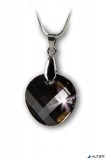 Nyaklánc, kerek formájú, Black Diamond SWAROVSKI® medállal, 18mm ART CRYSTELLA®