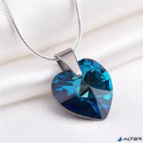 Nyaklánc, szív formájú, bahama kék SWAROVSKI® kristállyal, 18mm ART CRYSTELLA®