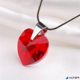 Nyaklánc, szív formájú, light siam piros SWAROVSKI® kristállyal, 18mm ART CRYSTELLA®