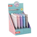 Nyomósirón display, 0,7 mm, hegyezővel, rázós, APLI, vegyes színekben, 25 db (LCA20273)