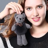 Nyúlszőr- plüss maci táskadísz szürke