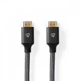 NEDIS Nagy Sebességű HDMI ™ kábel Ethernet | HDMI™ Csatlakozó | HDMI™ Csatlakozó | 4K@60Hz | ARC | 18 Gbps | 3.00 m | Kerek | Pamut | Gun Metal Szürke | Ablakos Fedő Doboz