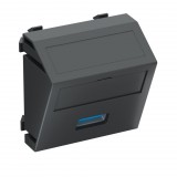 OBO 6104889 MTS-U3A S SWGR1 Modul 45 Usb 3.0 A Csatlakozó Aljzat Hüvely csavaros rögzítéssel 45x45mm szürkésfekete polikarbonát