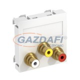 OBO 6105165 MTG-12R L SWGR1 Modul 45 Rca Csatlakozóaljzat hármas hüvely egyenes csatlakozás 45x45mm szürkésfekete polikarbonát