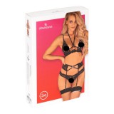 Obsessive Alessya - csipke fehérnemű szett (fekete)