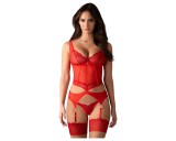 Obsessive Cupide Desir - átlátszó csipkés felső szett (piros)