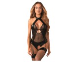 Obsessive Dominna - áttetsző, fényes hatású body (fekete)