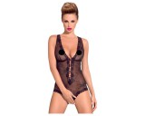 Obsessive Fiorenta - gyöngyös, nyitott, csipke body (fekete)