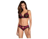 Obsessive Tulia - csipkés fehérnemű szett (fekete-pink)