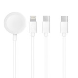 OEM 3in1 töltőkábel Apple Watch iPhone Lightning USB-C mágneses okosóra töltő kábel USB-C bemenet