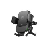 OEM Autós mobiltelefon tartó, szellőzőnyílásra helyezhető, vezeték nélküli töltő, 15W, fekete, XO WX041