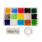 OEM Csiszolt kristálygyöngy karkötő készítő készlet 15 színben