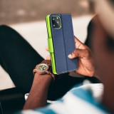 OEM FANCY kinyitható tok Xiaomi Redmi Note 14 5G - tengerészkék-limezöld