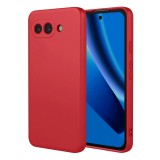 OEM Google Pixel 10a 5G szilikon tok, hátlaptok, telefon tok, velúr belsővel, matt, piros, Silicon