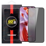 OEM Google Pixel 9 Pro XL 5G üvegfólia, tempered glass, előlapi, edzett, hajlított, fekete kerettel, betekintés védelemmel, Veason Privacy 6D Pro