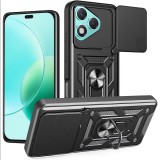 OEM Honor 400 Lite 5G hátlap tok, telefon tok, kitámasztható, mágneses, ütésálló, fekete, Defender Slide