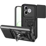 OEM Honor 600 Lite 5G hátlap tok, telefon tok, kitámasztható, mágneses, ütésálló, fekete, Defender Slide