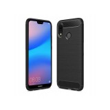 OEM Huawei P20 Lite szilikon tok, hátlaptok, telefon tok, karbon mintás, fekete, Simple Carbon