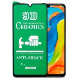 OEM Huawei P30 Lite képernyővédő fólia, kijelzővédő, flexibilis, kerámia, 9D, fekete kerettel
