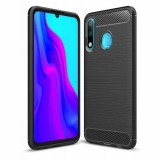 OEM Huawei P30 Lite szilikon tok, hátlaptok, telefon tok, karbon mintás, fekete, Carbon Case