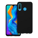 OEM Huawei P30 Lite szilikon tok, hátlaptok, telefon tok, velúr belsővel, matt, fekete, Silicone