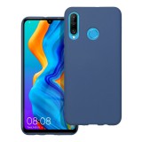 OEM Huawei P30 Lite szilikon tok, hátlaptok, telefon tok, velúr belsővel, matt, kék, Silicone