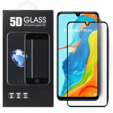 OEM Huawei P30 Lite üvegfólia, tempered glass, előlapi, 5D, edzett, hajlított, fekete kerettel