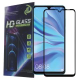 OEM Huawei P30 Lite üvegfólia, tempered glass, előlapi, 9D, edzett, hajlított, fekete kerettel